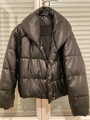 Doudoune semi cuir Zara noir