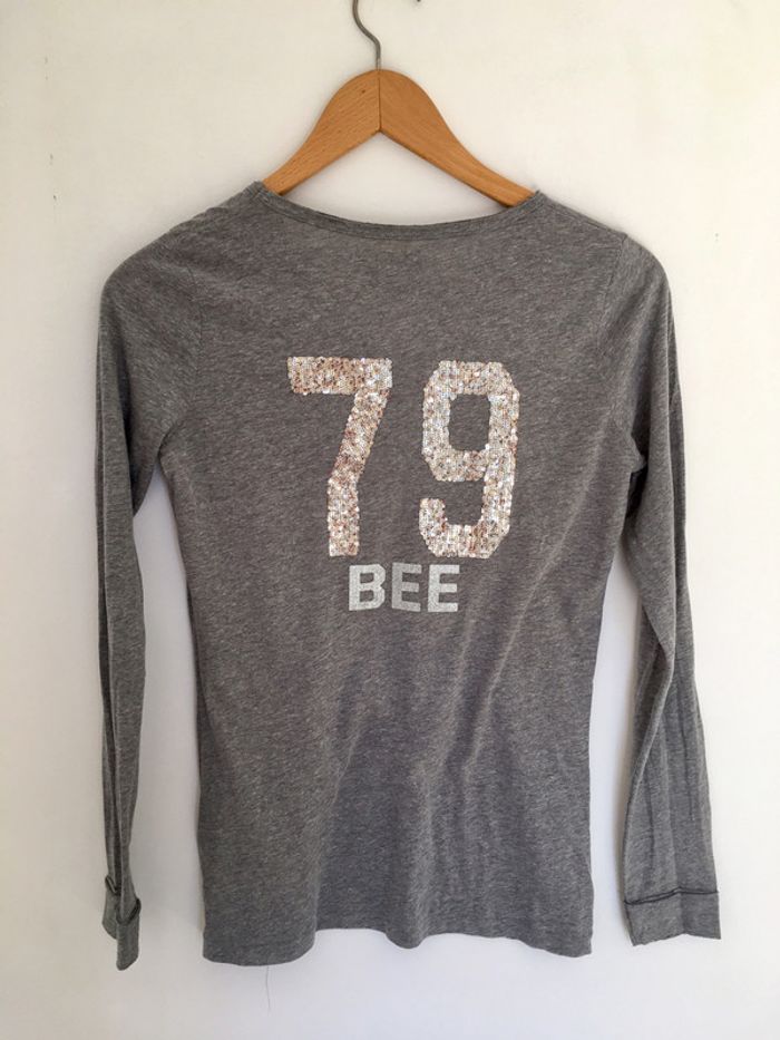 Petit haut à manches longues / tunisien bizzbee gris chiné taille S - photo numéro 2