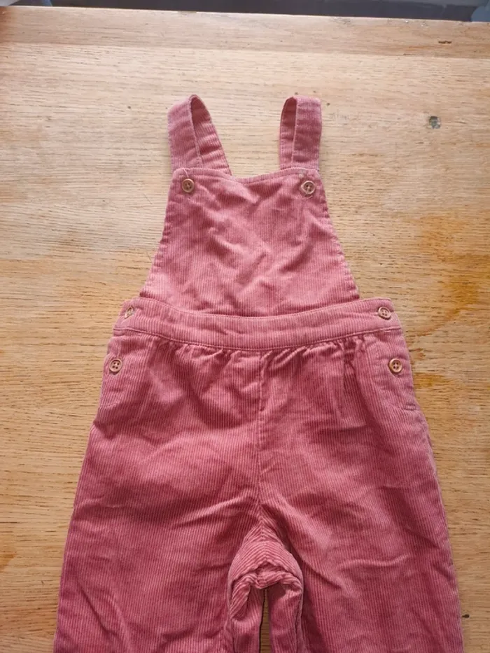 Salopette bout'chou 9 mois fille vieux rose velours excellent état - photo numéro 3