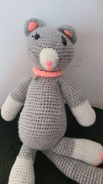 doudou souris  grise. , fait main,crochet