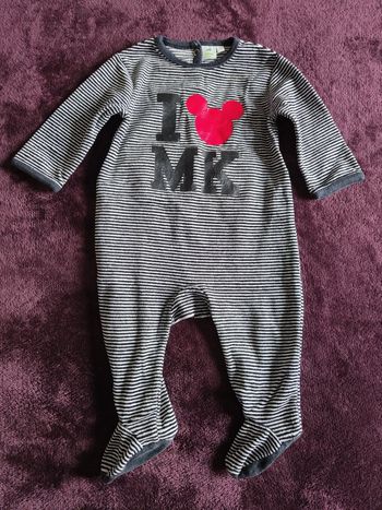Pyjama 1 pièce rayé noir et blanc Mickey Disney baby 9 mois