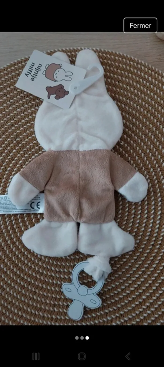 Doudou Nijntje Miffy avec attache Tétine - photo numéro 3