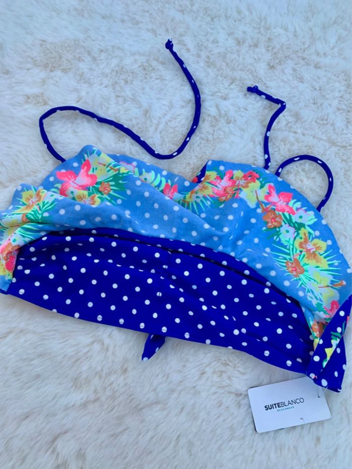 Bikini bleu électrique à pois - photo numéro 3