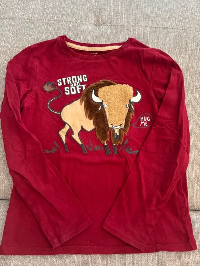 Lot de 2 T shirt manches longues imprimé velours 12 ans - photo numéro 2