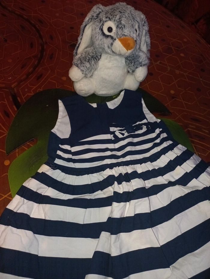 Belle robe marine évasée doublures 9 a 12 mois - photo numéro 2