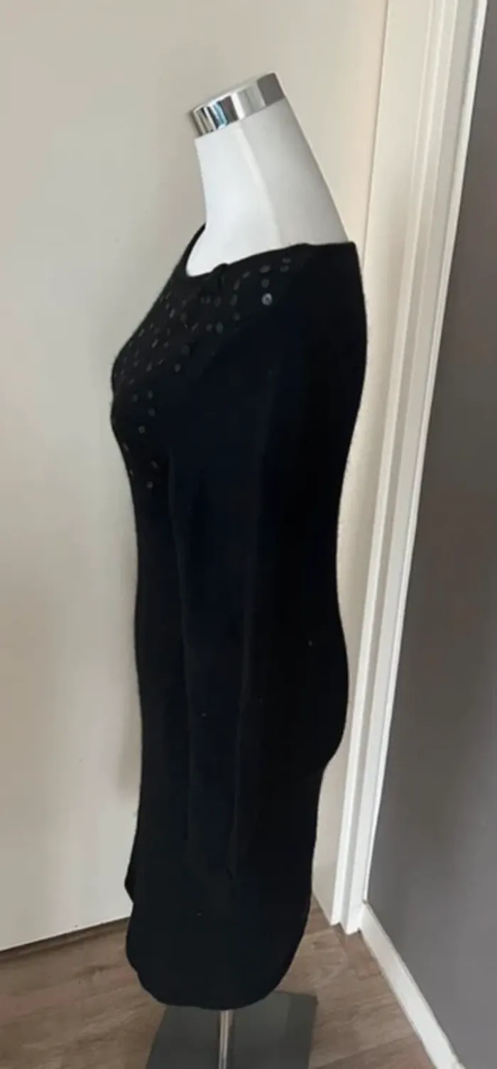 Promod, robe pull femme, taille 38 en laine noire - photo numéro 3