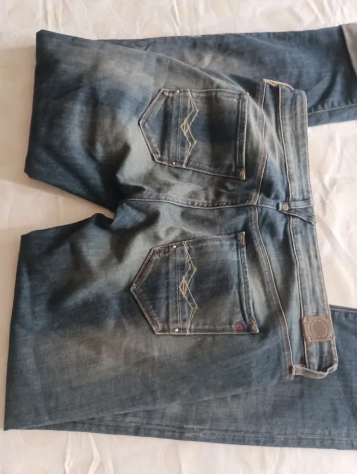 Pantalon jeans court femme Replay taille 40 coupe droite rétro vintage - photo numéro 8