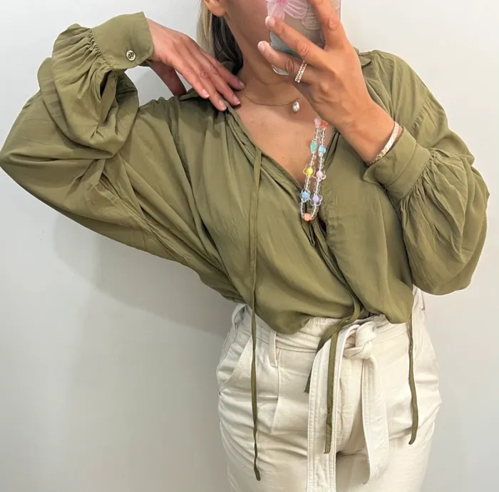 Blouse Kaki Fluide Sfera - photo numéro 2