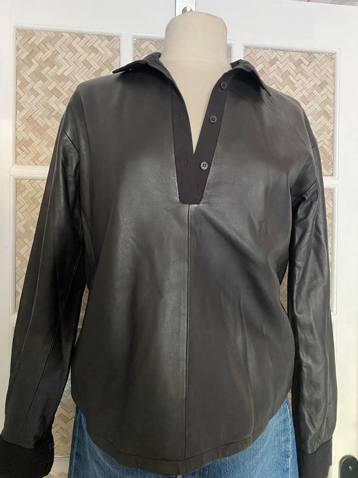 Chemise Noir  Cuir D'agneau Kookaï Taille 38