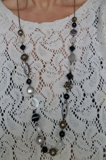 Collier sautoir fantaisie perles