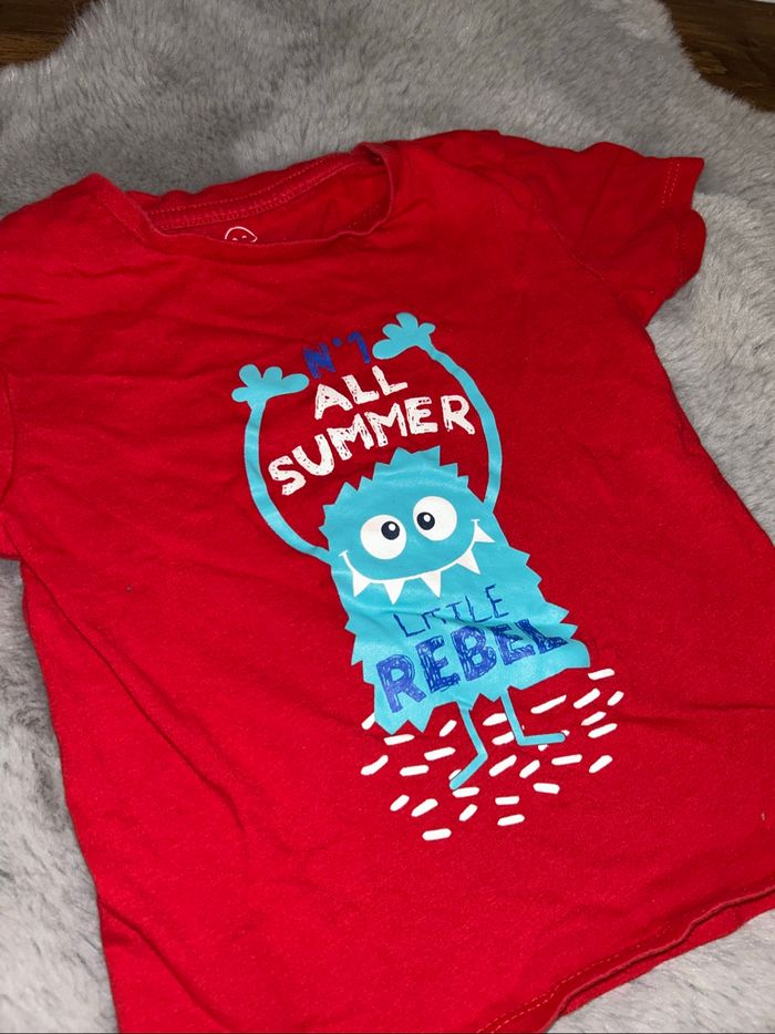 Tee-shirt rouge petit monstre - 2/3 ans - photo numéro 2