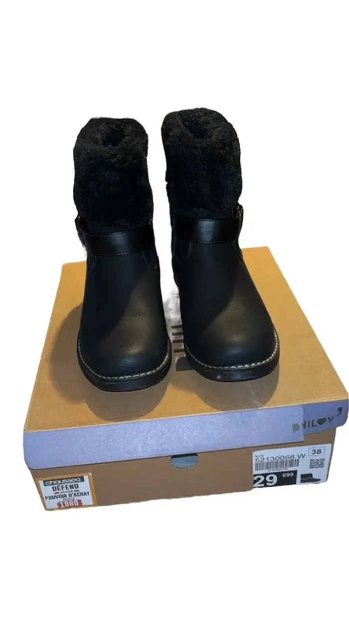 Bottines fourrées noires 38 - photo numéro 2