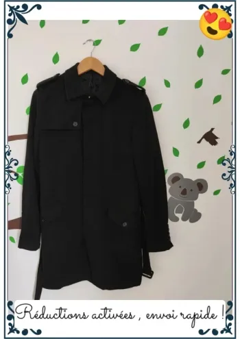 Manteau long noir homme taille 46