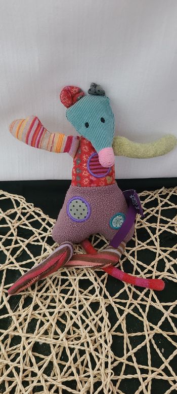 Moulin roty collection Les jolis pas beaux souris marron violet vert rayé