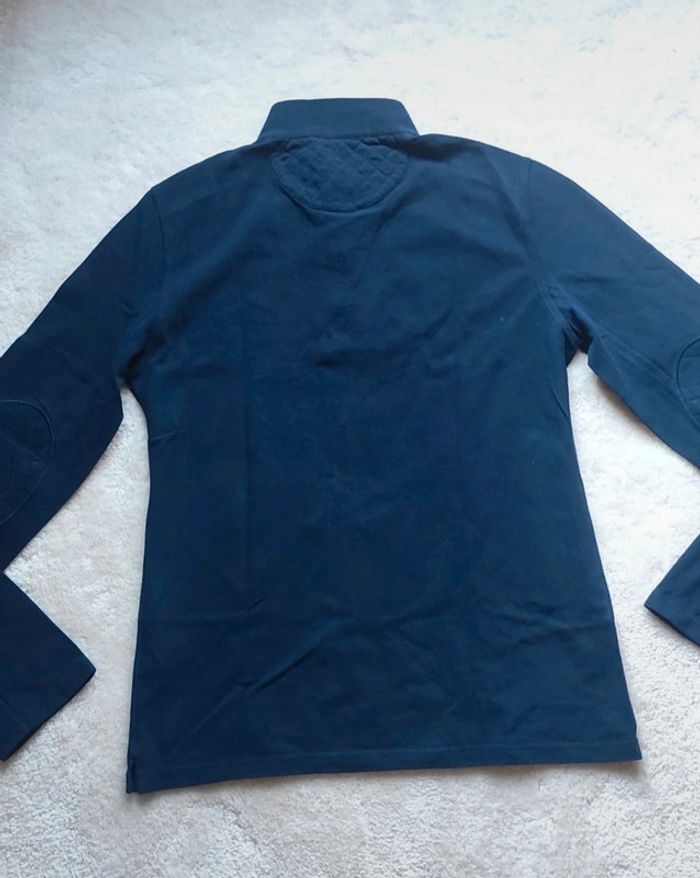 Magnifique polo manches longues Sir Gentleman Driver bleu marine et rouge, col mao, taille L - photo numéro 3