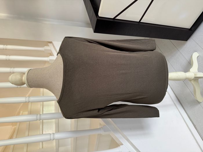 Blouse manches longues WE marron avec boutons sur le col V - photo numéro 4