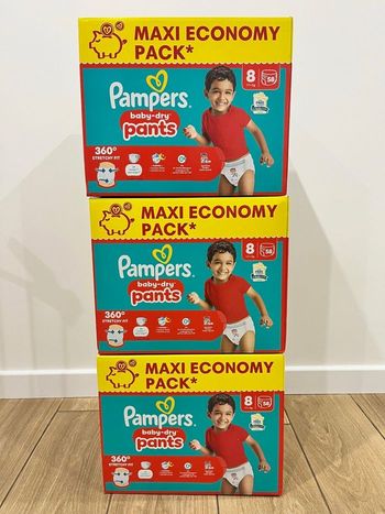 🔹 3 Packs Pampers Baby-Dry Pants Taille 8 Maxi Economy – 174 pants – Neufs scellés