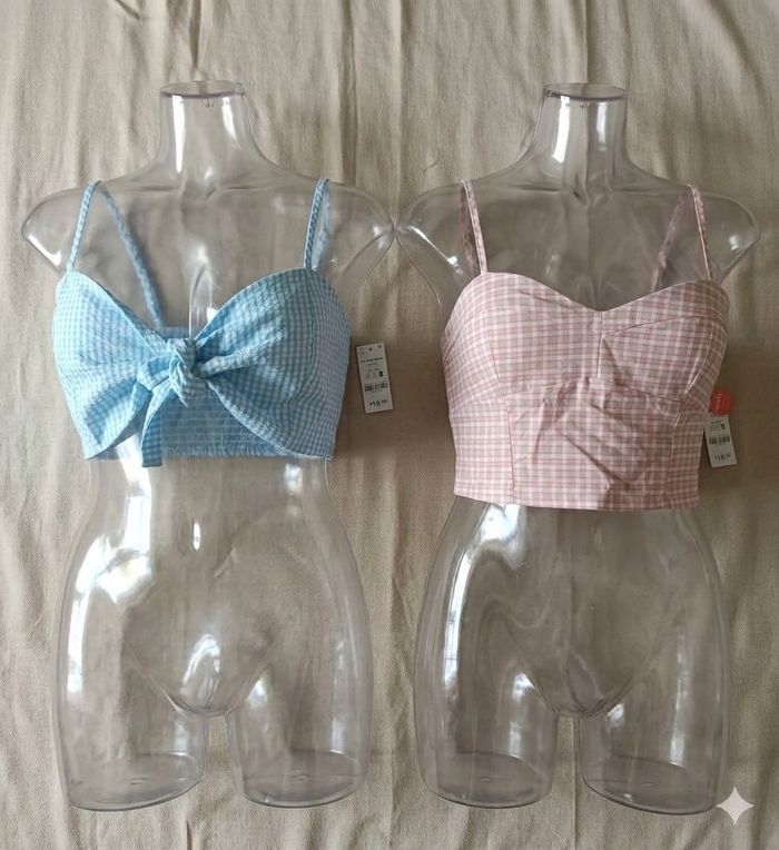 Lot de 2 crop tops vichy – Taille XL – Ardene – Neufs - photo numéro 1