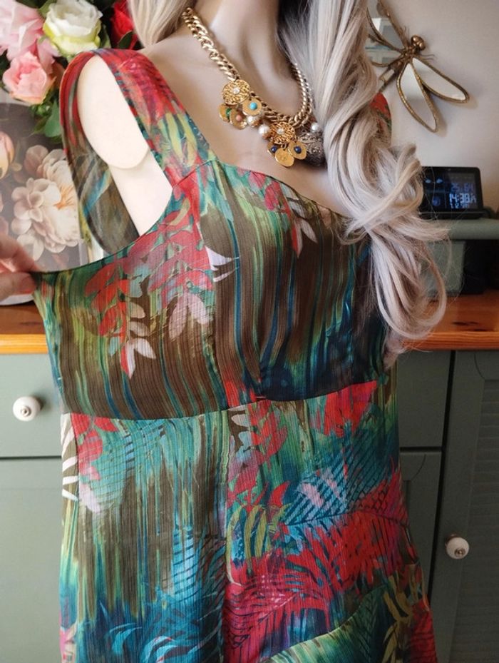 🐝Robe d'Été Imprimé Floral & Froufrous Toscane T44+🐝 - photo numéro 11
