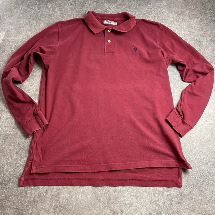 Polo bordeaux manches longues U.S. Polo Assn - Taille M homme