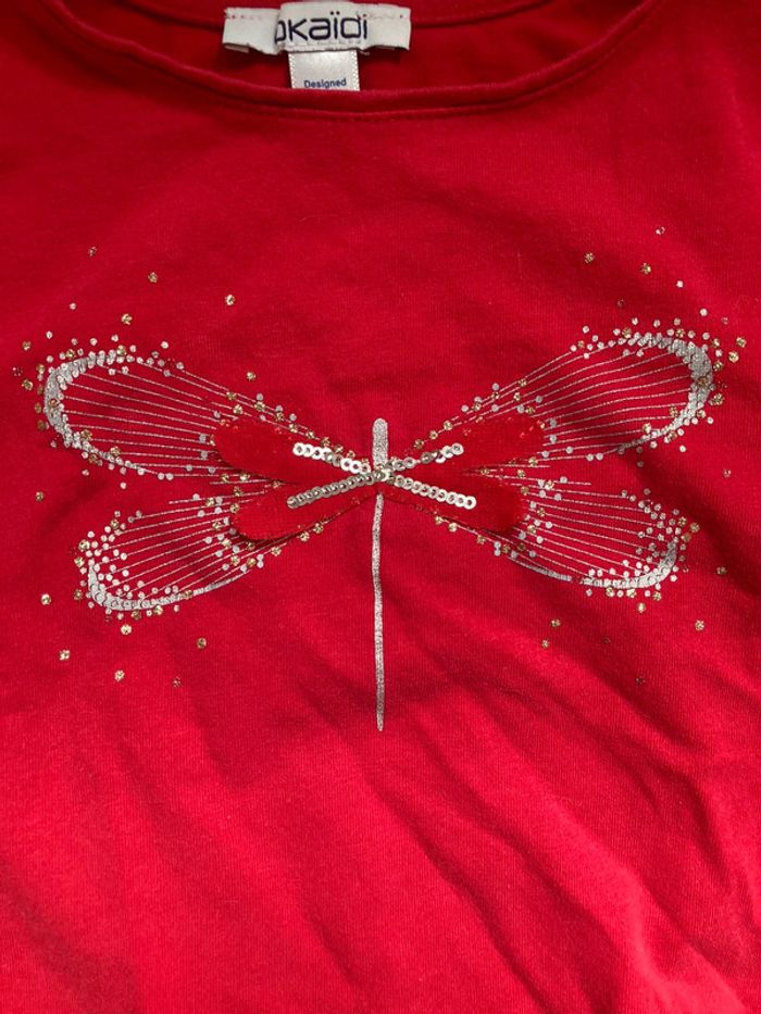 T-shirt rouge libellule 6 ans - photo numéro 2