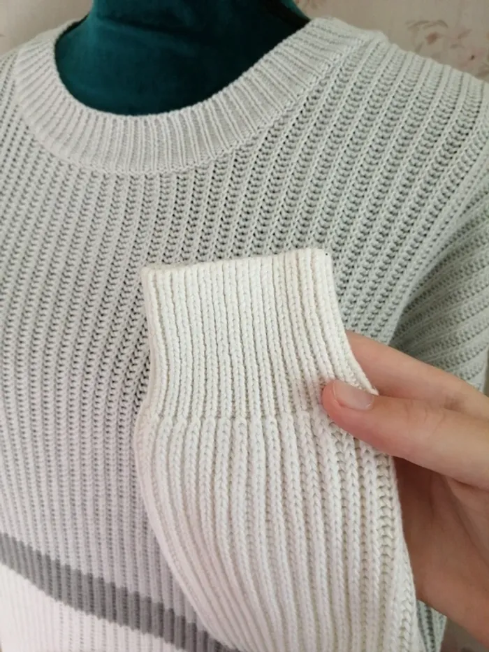 Pull en maille tricolore gris et blanc / tally weijl / (M) - photo numéro 5