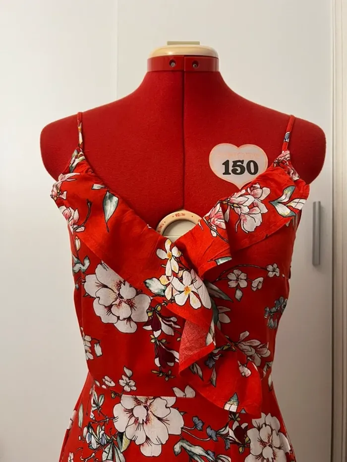 Robe à volants rouge fleurie Pimkie - photo numéro 2