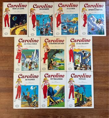 Pierre Probst - TBE - Lot de 10 Grands Albums Hachette Caroline livres anciens blancs bd