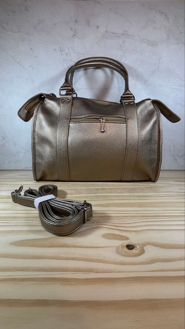 Sac taupe métal tendance chic et stylé grand format neuf - photo numéro 3