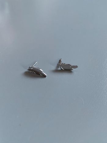 Boucles d’oreilles Adopt’ Plumes plates grises argentées  Structure argentée  Sans fermoirs  Bijoux