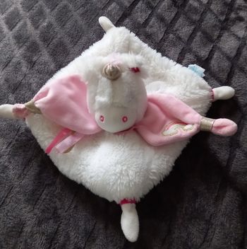 Doudou carré plat blanc Licorce - arc en ciel - Baby Nat