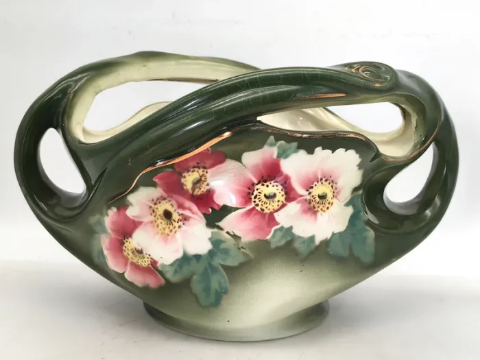 Ancien cache-pot jardinière Art Nouveau K&G Lunéville modèle Églantine