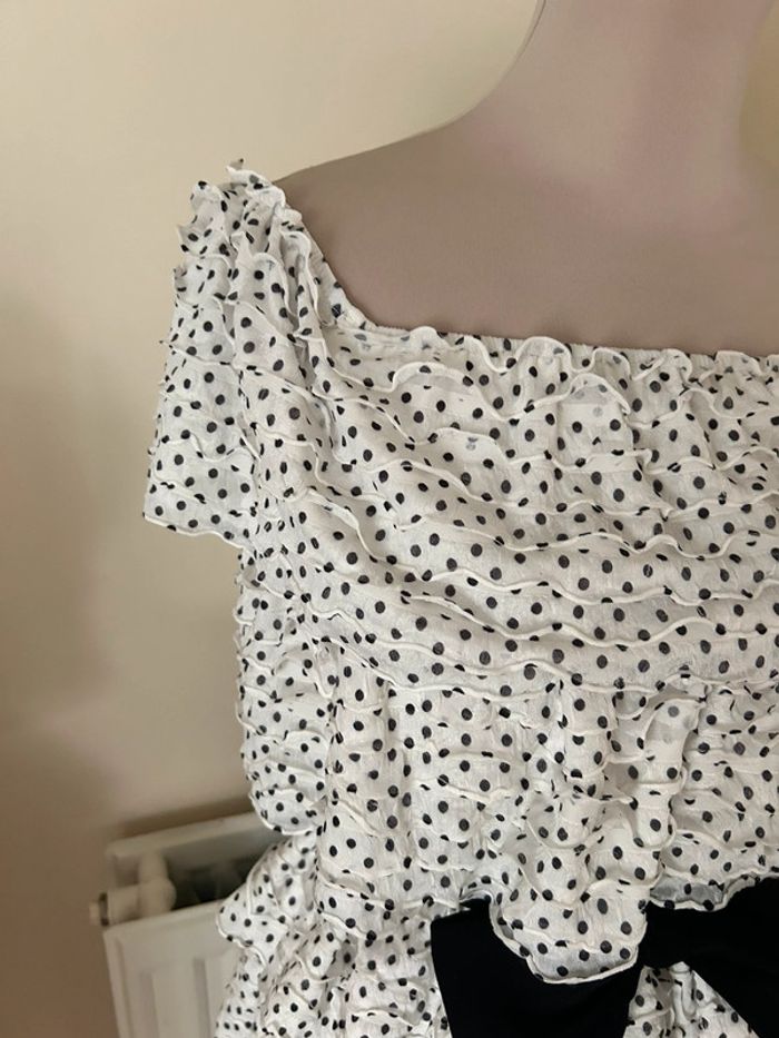 Robe à volants, noire et blanche, Zara - photo numéro 2