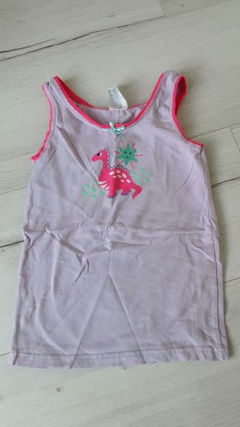 Vêtement fille tee-shirt débardeur violet dinosaure 6 ans
