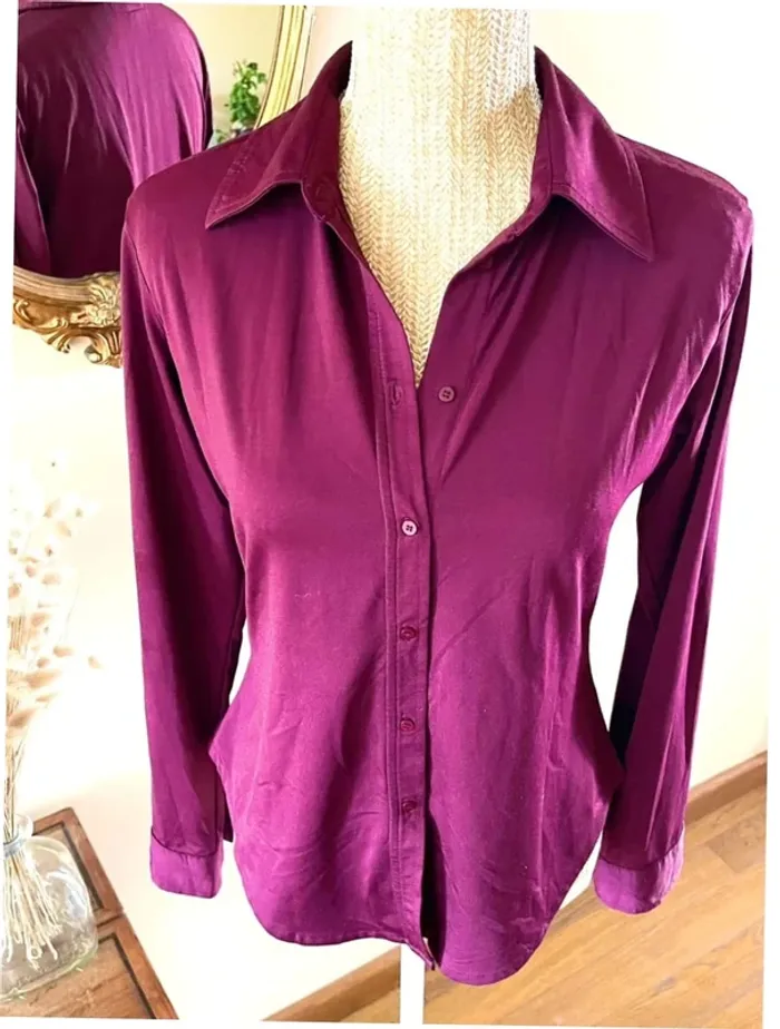 Sublime Chemise à col et boutonnage Autre Ton en Bordeaux taille 42 - photo numéro 12