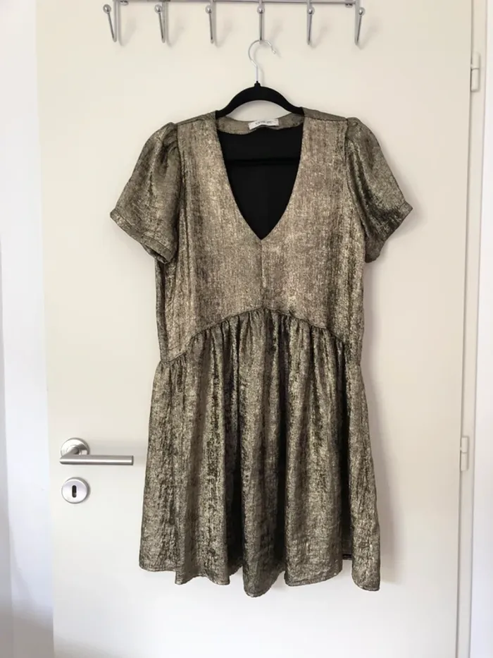 Robe doré métallique fluide Vintage Love taille S/M