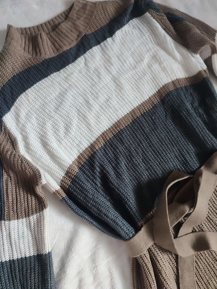 Robe pull marron blanc gris Shein taille S - photo numéro 2