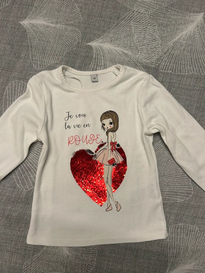 T-shirt ML fille cœur