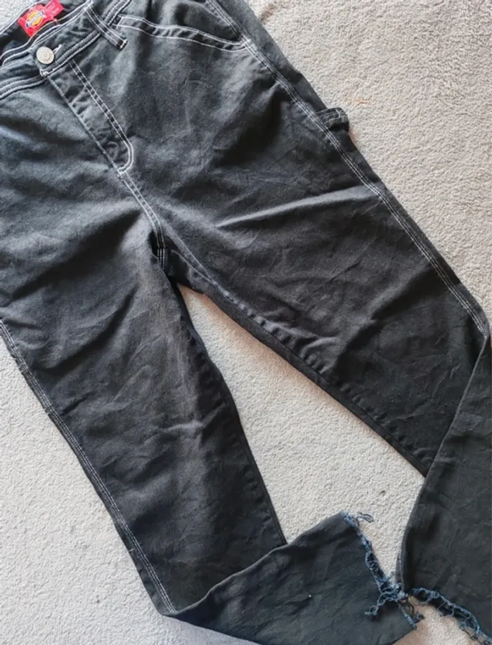 Pantalon Carpenter Dickies – Noir, Surpiqûres Blanches – T42 - photo numéro 2
