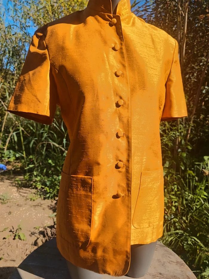 Veste tailleur Taffetas ocre jaune orangé doré neuf