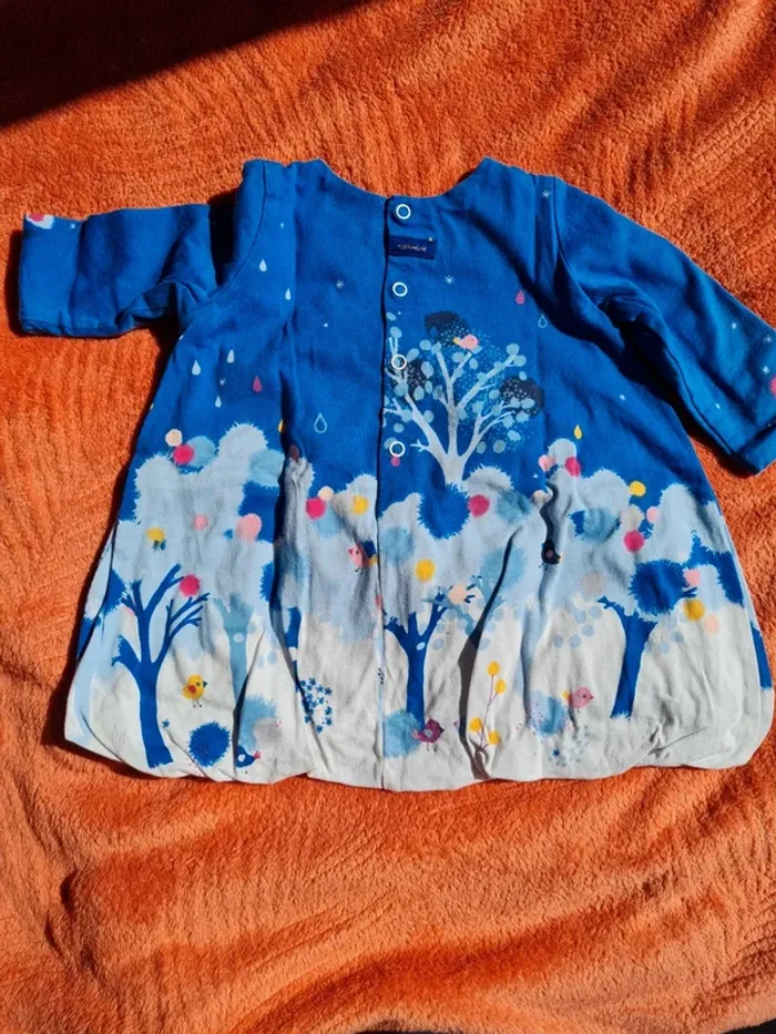 Robe catimini 6 mois forêt bleu avec oiseaux - photo numéro 3