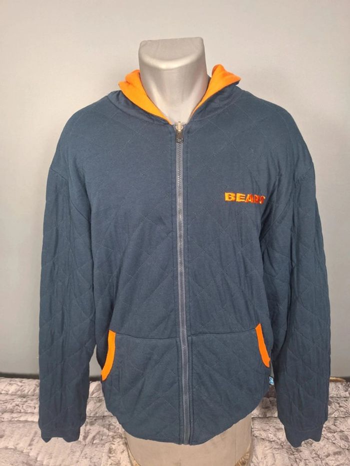 Veste épaisse a capuche NFL réversible homme / orange et bleu taille 2XL floqué (248)