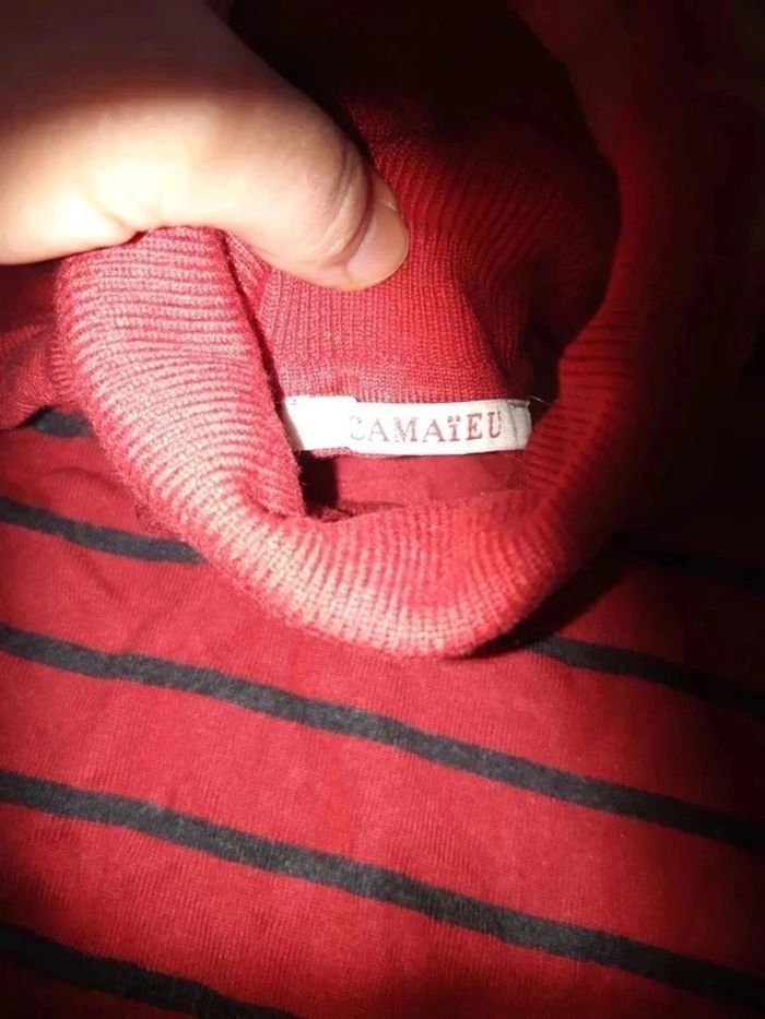 Pull col roulé marinière camaïeu 36 - photo numéro 4