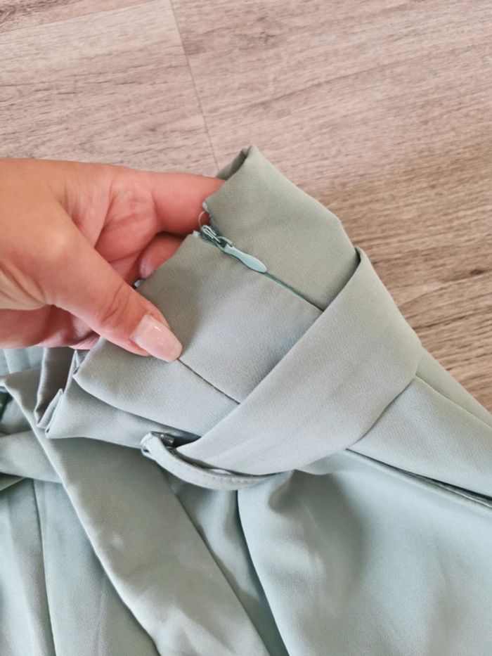 Pantalon carotte à nouer avec une ceinture vert sauge - New collection - photo numéro 3