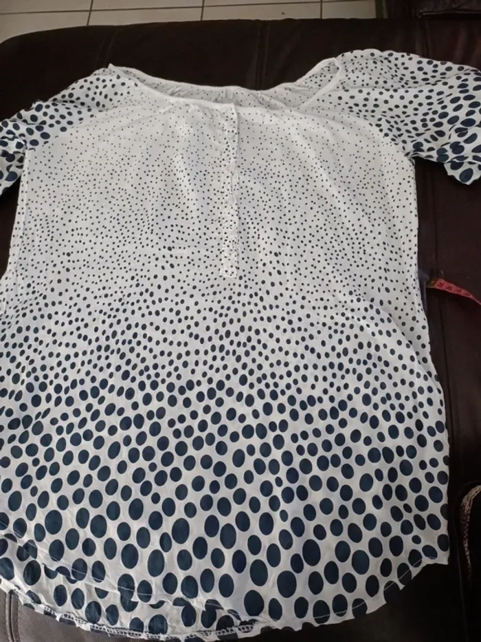 Blouse m pois bleu - photo numéro 3