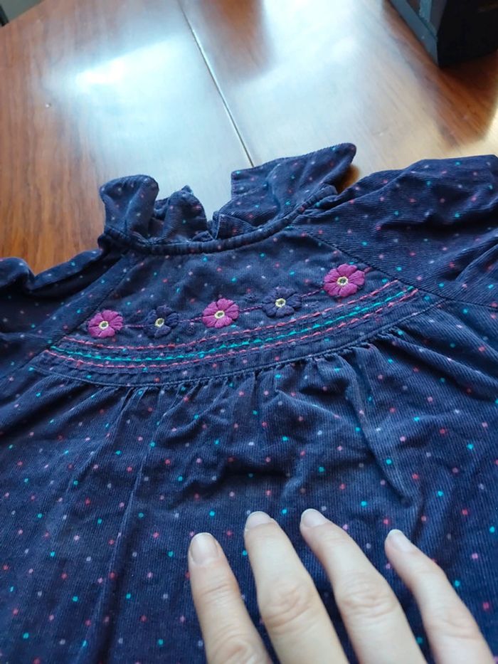 Blouse en velours violette à pois Kimbaloo 36 mois - photo numéro 4