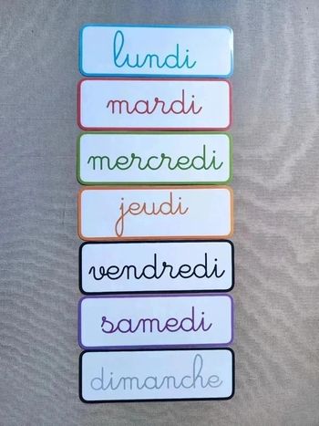 Pancartes des jours de la semaine en cursive