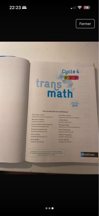 Manuel de maths cycle 4 