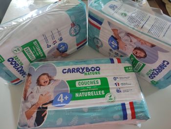 Lot de 3 paquets de couches carryboo naturelles taille 4+/ 9-20kg 