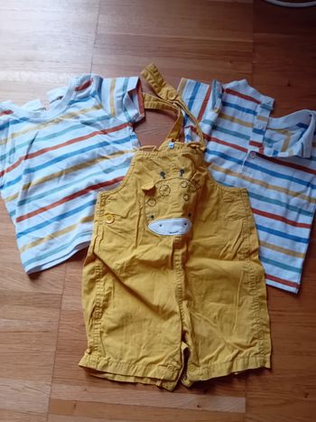 Ensemble salopette et 2 t-shirts